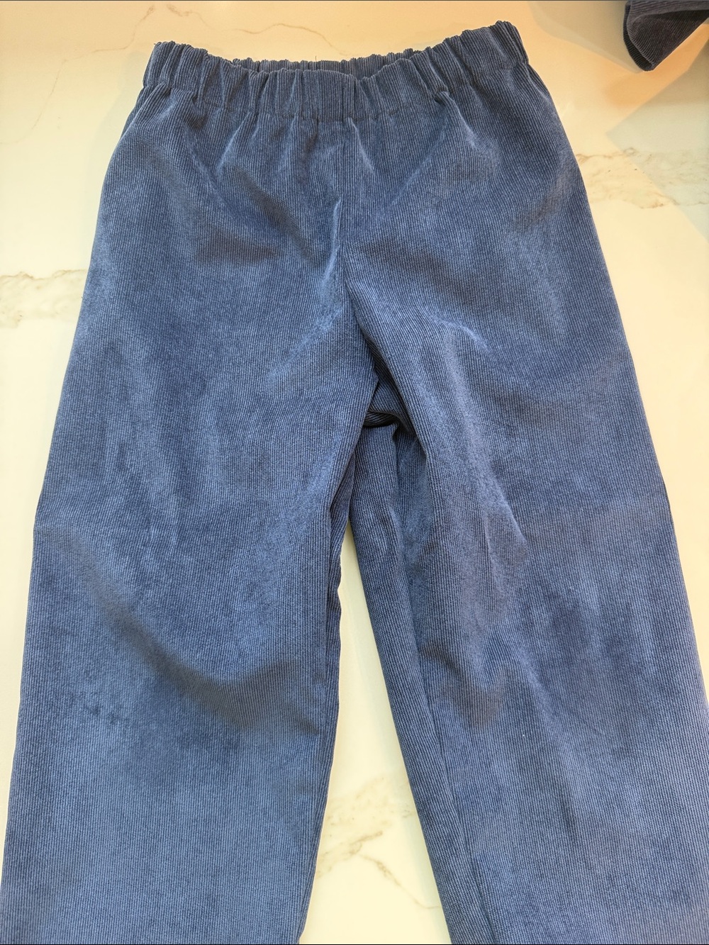 Blue Corduroy Elastic Waist Pants